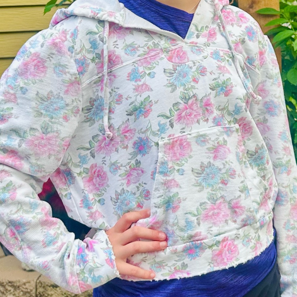 LoveShackFancy White and Pink Hoodie